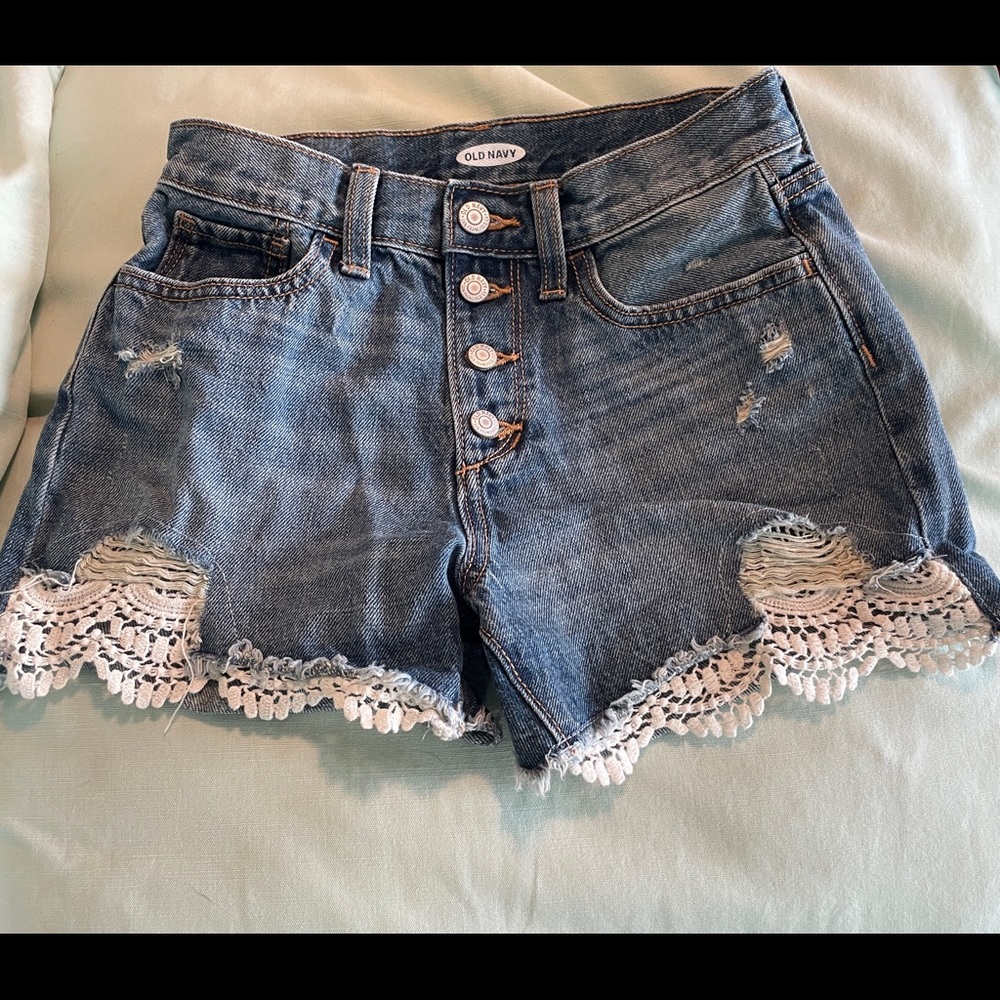 Girls 12 Jean Shorts with Lace Trim Old Navy